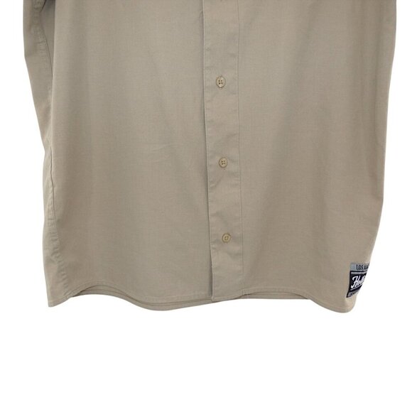 Hollister Minimalist Prep SS Button Up Tan Baseball Jersey Shirt Men's Size S - Picture 3 of 8